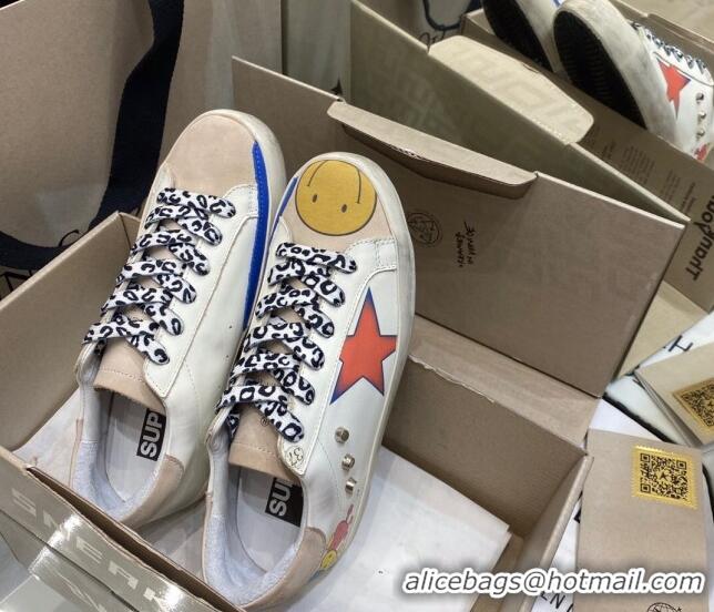 New Style Golden Goose Super-Star Sneakers in White Leather with Graffiti 105059