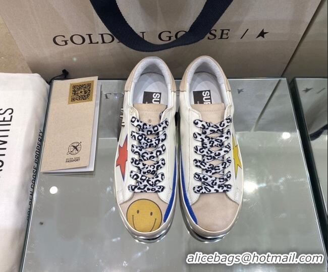 New Style Golden Goose Super-Star Sneakers in White Leather with Graffiti 105059