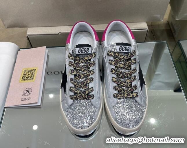 Low Price Golden Goose Super-Star Sneakers in Silver Leather and Silver Glitter 105062