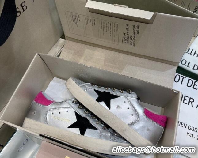 Low Price Golden Goose Super-Star Sneakers in Silver Leather and Silver Glitter 105062