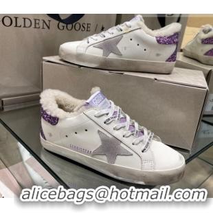 Best Price Golden Goose Super-Star Sneakers With Shearling Lining and Purple Back 105064