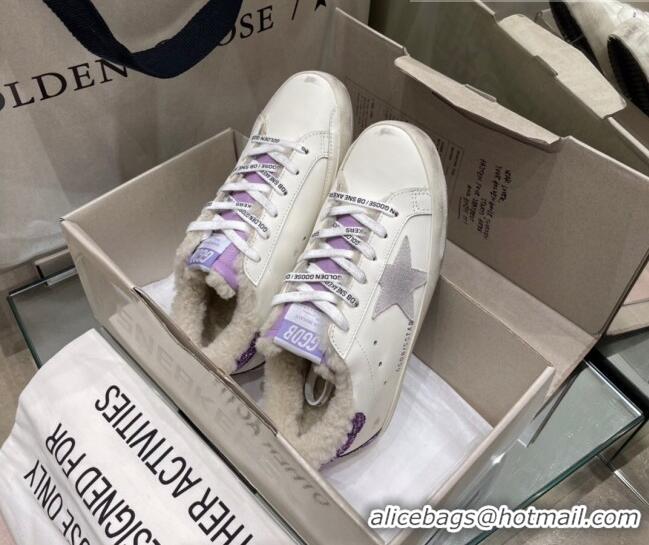 Best Price Golden Goose Super-Star Sneakers With Shearling Lining and Purple Back 105064