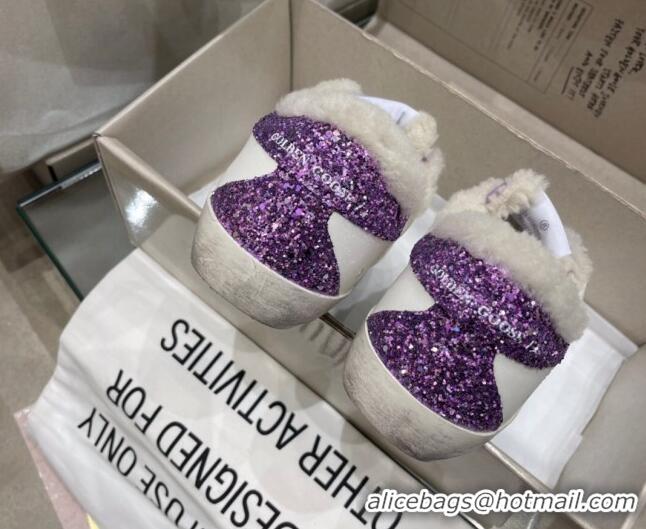 Best Price Golden Goose Super-Star Sneakers With Shearling Lining and Purple Back 105064