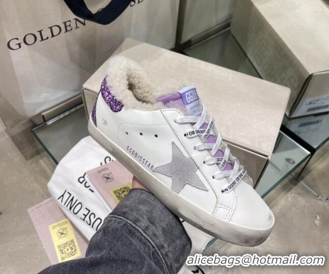 Best Price Golden Goose Super-Star Sneakers With Shearling Lining and Purple Back 105064