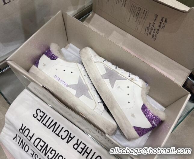 Best Price Golden Goose Super-Star Sneakers With Shearling Lining and Purple Back 105064