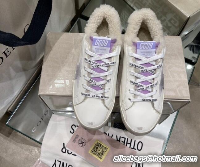 Best Price Golden Goose Super-Star Sneakers With Shearling Lining and Purple Back 105064