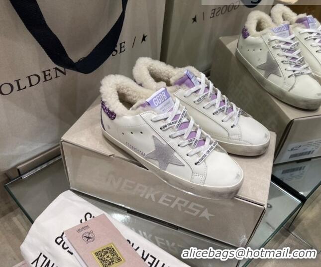 Best Price Golden Goose Super-Star Sneakers With Shearling Lining and Purple Back 105064