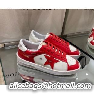 Super Quality Golden Goose Stardan Sneakers in White & Red Leather with Red Star 105066