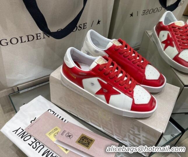 Super Quality Golden Goose Stardan Sneakers in White & Red Leather with Red Star 105066