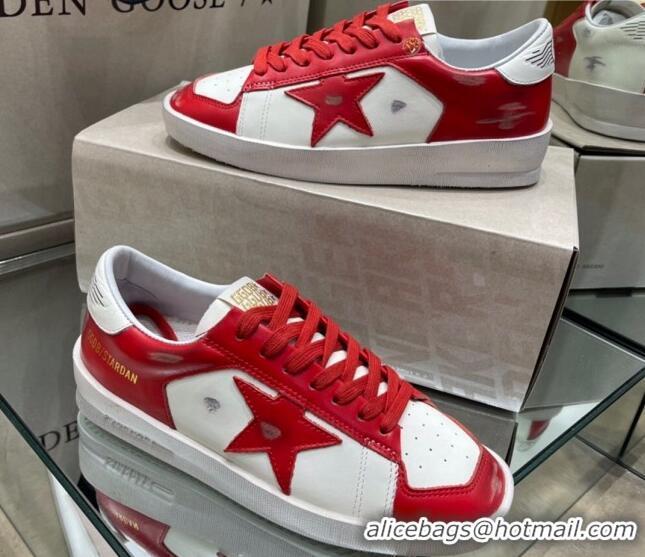 Super Quality Golden Goose Stardan Sneakers in White & Red Leather with Red Star 105066