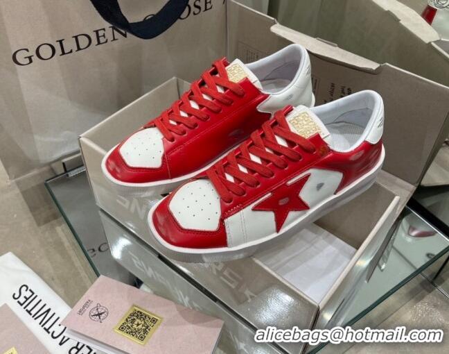 Super Quality Golden Goose Stardan Sneakers in White & Red Leather with Red Star 105066