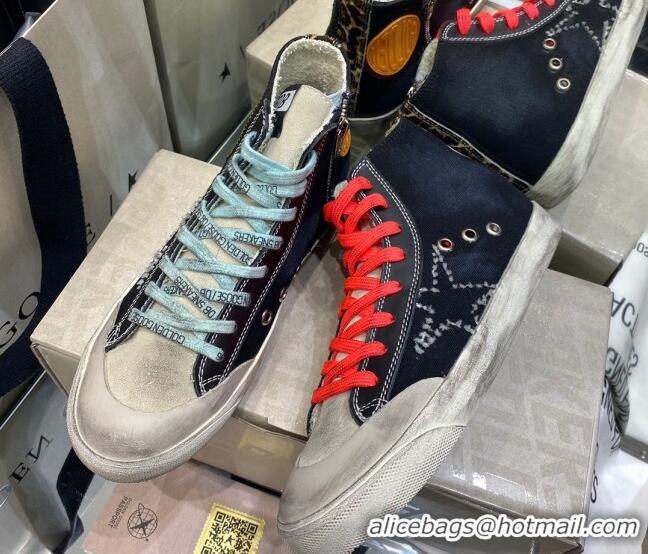 Good Quality Golden Goose Francy Sneakers in Black Canvas with Crystals 105071