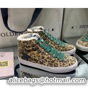 Low Cost Golden Goose Francy Sneakers in Leopard Print Suede with Shearling Lining 105074