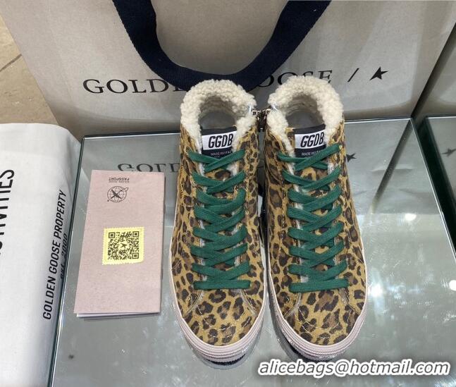 Low Cost Golden Goose Francy Sneakers in Leopard Print Suede with Shearling Lining 105074