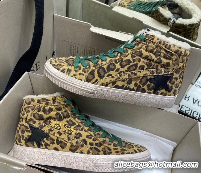 Low Cost Golden Goose Francy Sneakers in Leopard Print Suede with Shearling Lining 105074