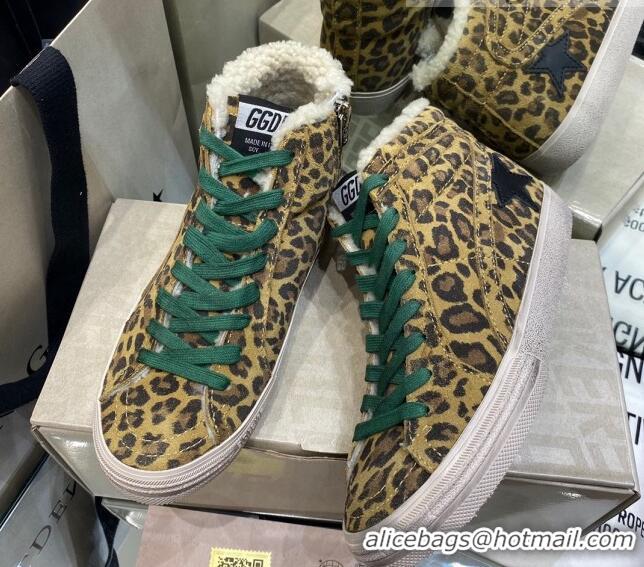 Low Cost Golden Goose Francy Sneakers in Leopard Print Suede with Shearling Lining 105074