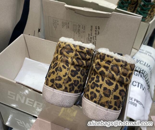 Low Cost Golden Goose Francy Sneakers in Leopard Print Suede with Shearling Lining 105074