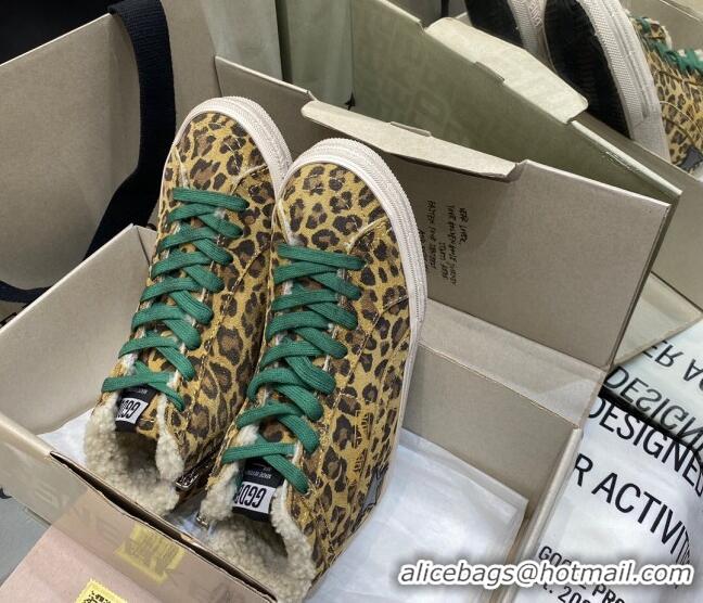 Low Cost Golden Goose Francy Sneakers in Leopard Print Suede with Shearling Lining 105074