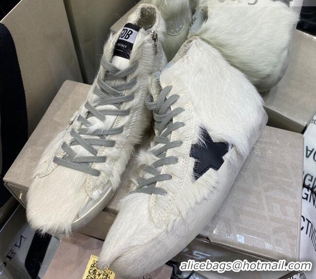 New Style Golden Goose Limited Edition White Horse Hair Francy Sneakers 105077