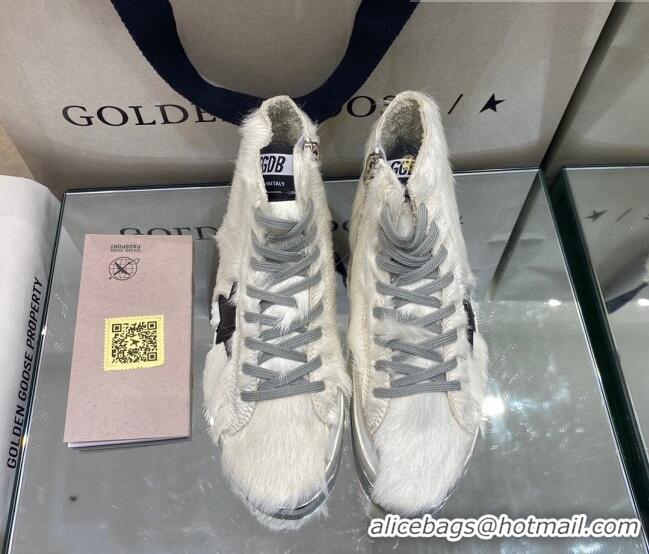 New Style Golden Goose Limited Edition White Horse Hair Francy Sneakers 105077