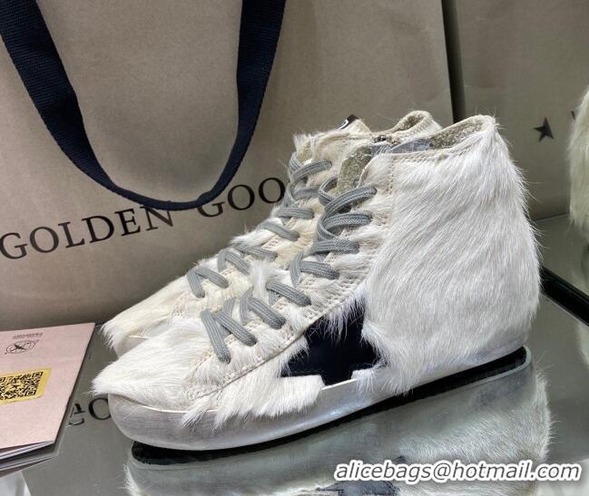 New Style Golden Goose Limited Edition White Horse Hair Francy Sneakers 105077