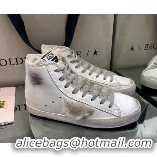 Good Product Golden Goose Francy Sneakers in White Leather with Shearling Lining and Star 105080