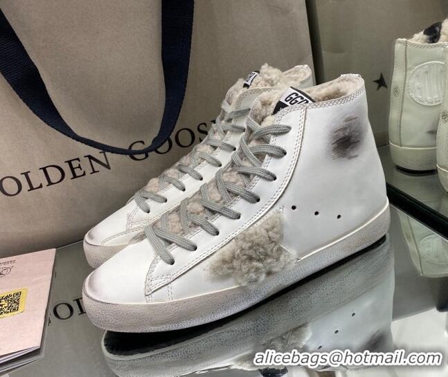 Good Product Golden Goose Francy Sneakers in White Leather with Shearling Lining and Star 105080