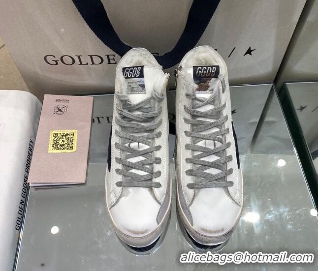 Best Price Golden Goose Francy Sneakers in White Leather with Shearling Lining and Black Star 105081