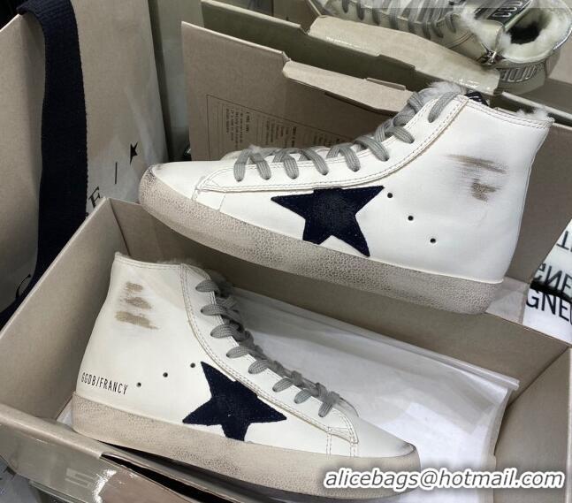 Best Price Golden Goose Francy Sneakers in White Leather with Shearling Lining and Black Star 105081