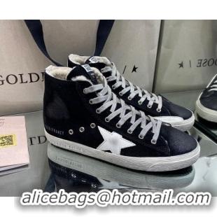 Best Design Golden Goose Francy Sneakers in Black Suede with Shearling Lining 105082