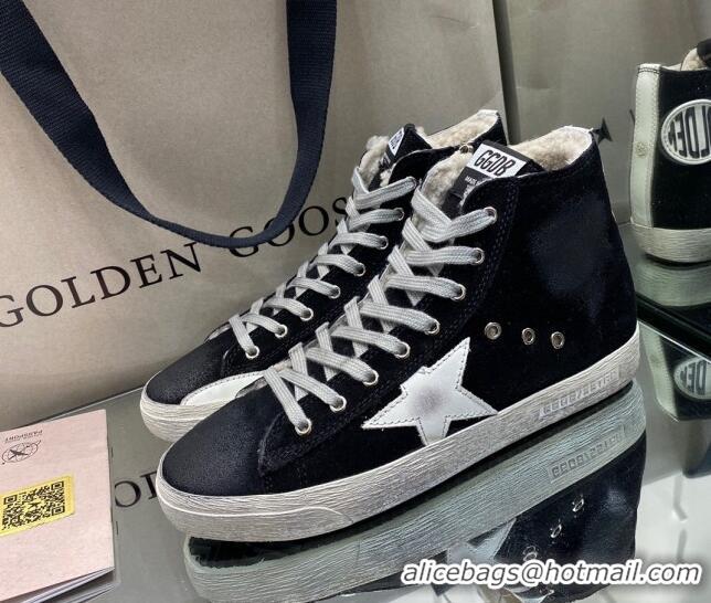 Best Design Golden Goose Francy Sneakers in Black Suede with Shearling Lining 105082