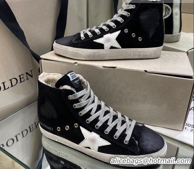 Best Design Golden Goose Francy Sneakers in Black Suede with Shearling Lining 105082