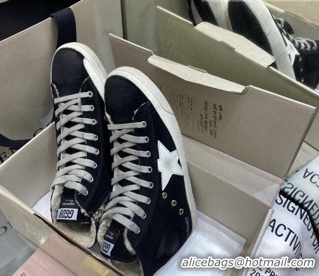 Best Design Golden Goose Francy Sneakers in Black Suede with Shearling Lining 105082