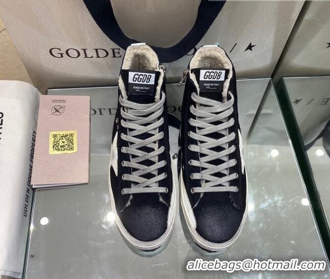 Best Design Golden Goose Francy Sneakers in Black Suede with Shearling Lining 105082