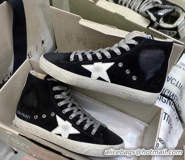 Best Design Golden Goose Francy Sneakers in Black Suede with Shearling Lining 105082