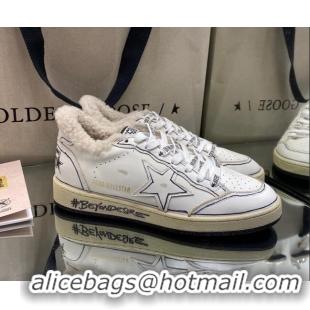 Low Price Golden Goose Ball Star Sneakers in White leather With Shearling Lining and Graffiti 105085