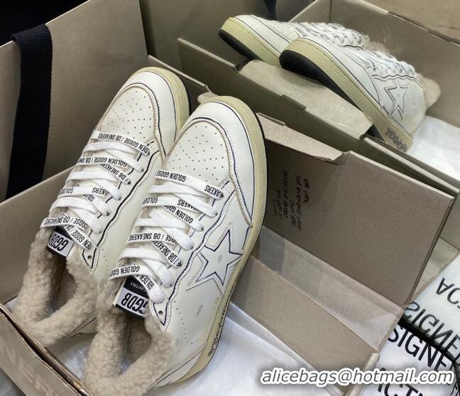 Low Price Golden Goose Ball Star Sneakers in White leather With Shearling Lining and Graffiti 105085