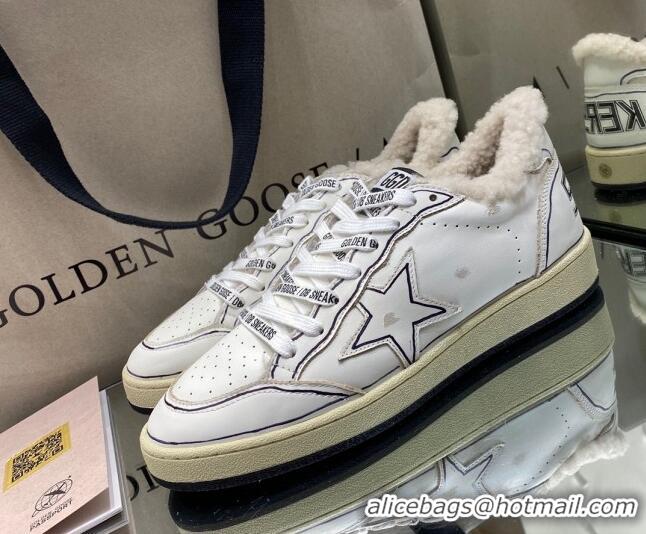 Low Price Golden Goose Ball Star Sneakers in White leather With Shearling Lining and Graffiti 105085