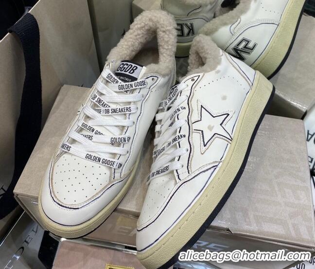 Low Price Golden Goose Ball Star Sneakers in White leather With Shearling Lining and Graffiti 105085