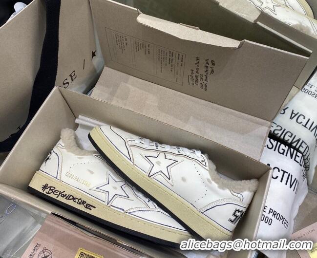 Low Price Golden Goose Ball Star Sneakers in White leather With Shearling Lining and Graffiti 105085