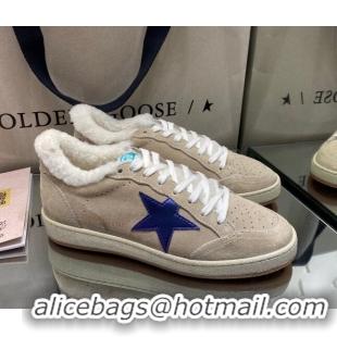 Discount Design Golden Goose Ball Star Sneakers in Khaki Suede With Shearling Lining 105086