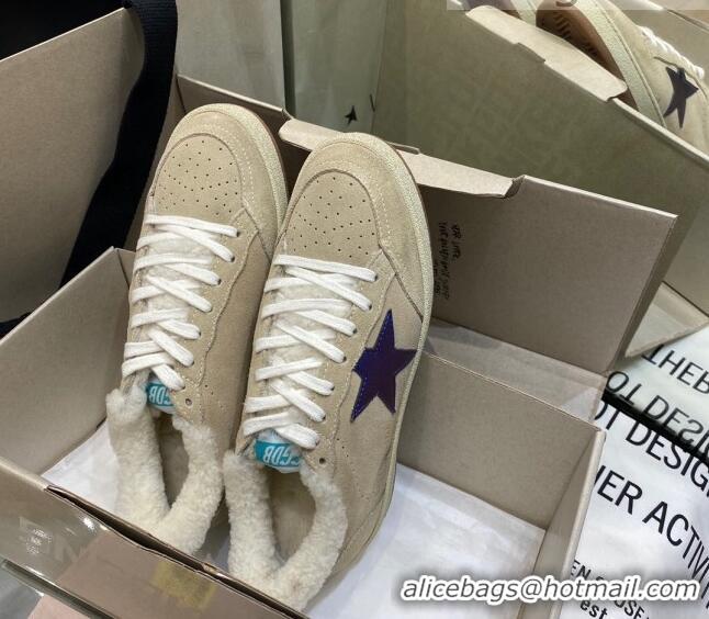 Discount Design Golden Goose Ball Star Sneakers in Khaki Suede With Shearling Lining 105086