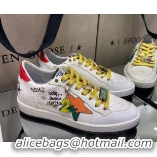 Reasonable Price Golden Goose Ball Star Sneakers in Laminated Leather With Graffiti 105087