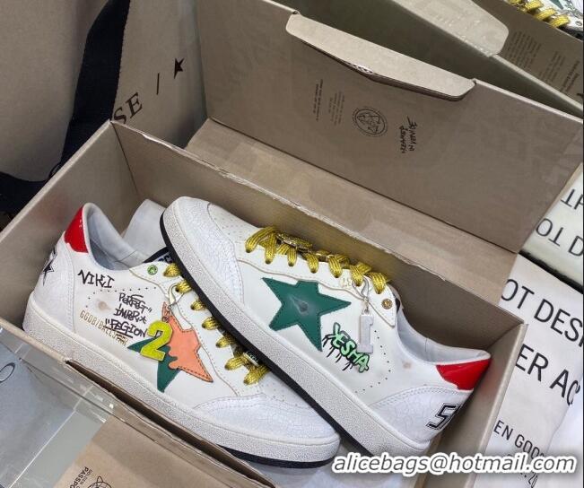 Reasonable Price Golden Goose Ball Star Sneakers in Laminated Leather With Graffiti 105087