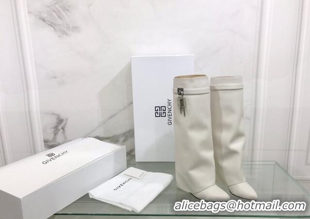 Discount Givenchy Shark Lock Pant Boots in Smooth Box Calfskin Leather White 130051