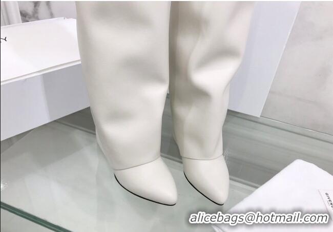 Discount Givenchy Shark Lock Pant Boots in Smooth Box Calfskin Leather White 130051