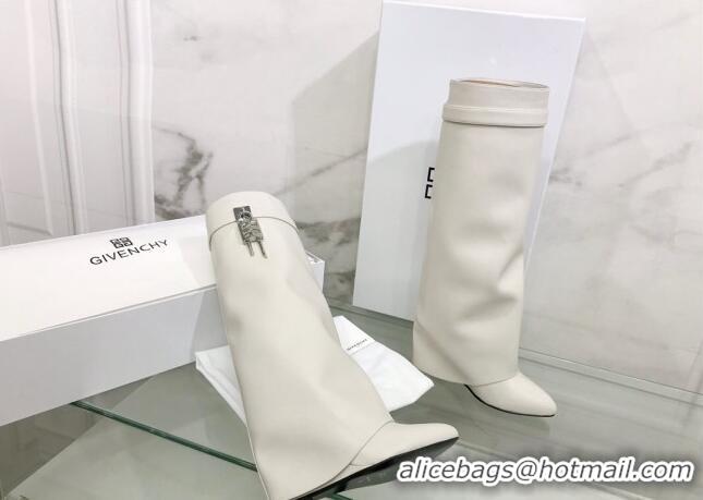 Discount Givenchy Shark Lock Pant Boots in Smooth Box Calfskin Leather White 130051