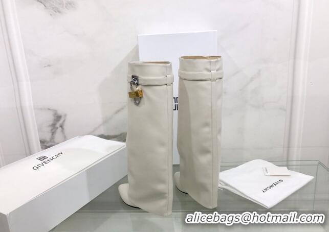 Discount Givenchy Shark Lock Pant Boots in Smooth Box Calfskin Leather White 130051