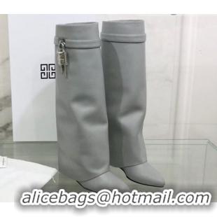 Good Quality Givenchy Shark Lock Pant Boots in Smooth Box Calfskin Leather 130051 Grey