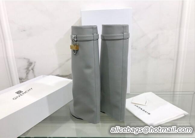 Good Quality Givenchy Shark Lock Pant Boots in Smooth Box Calfskin Leather 130051 Grey